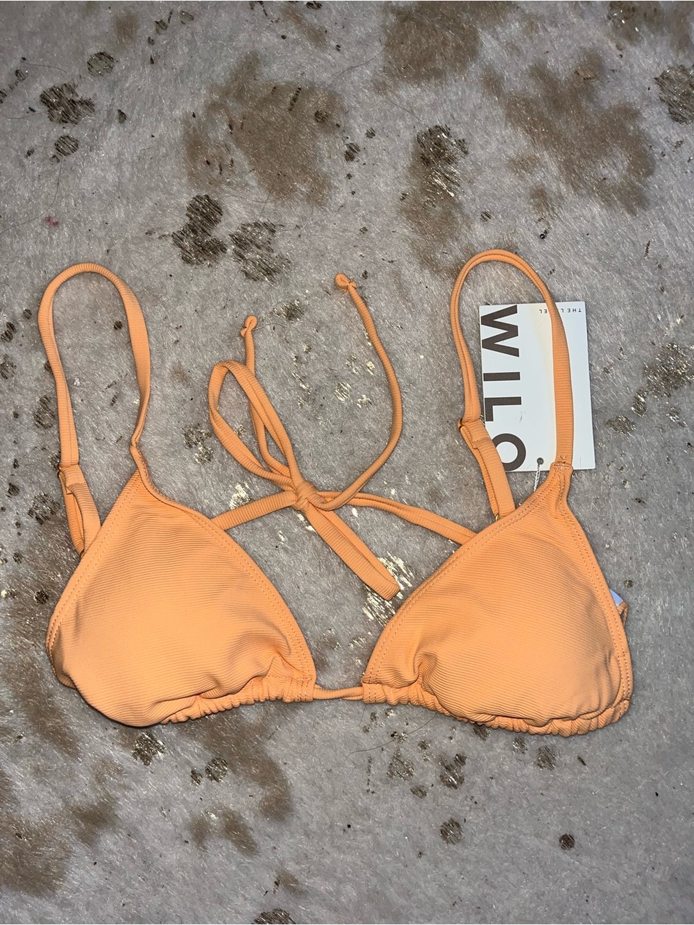 Willow Peach Ribbed Triangle Bikini Top